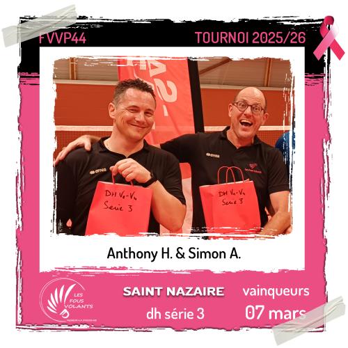 Victoire en double homme série 3 à Saint Nazaire